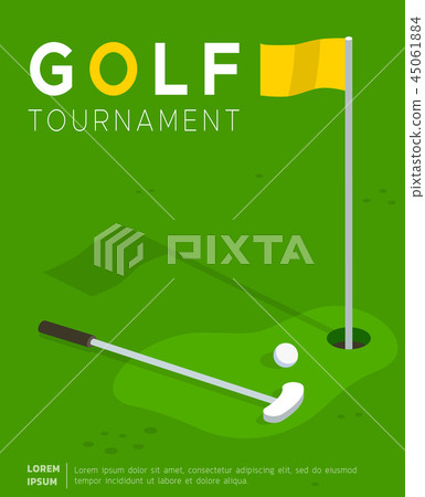 Golf tournament promo poster flat vector template 45061884