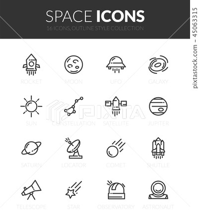 Outline black icons set 45063315