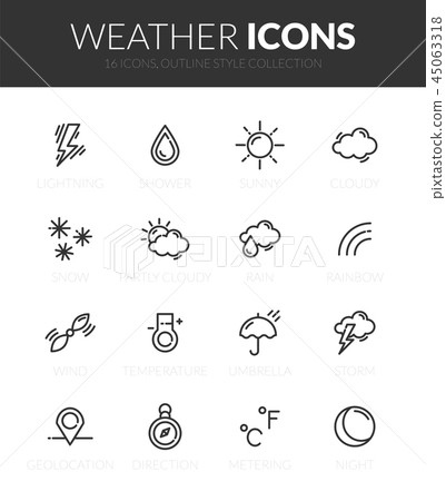 Outline black icons set 45063318