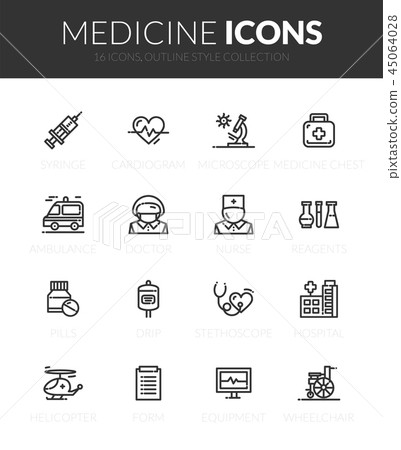 Outline black icons set Outline black icons set 45064028