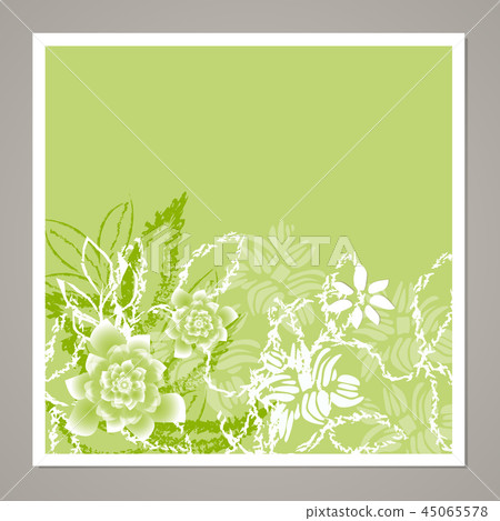 Creative universal floral card. Hand Drawn texture 45065578
