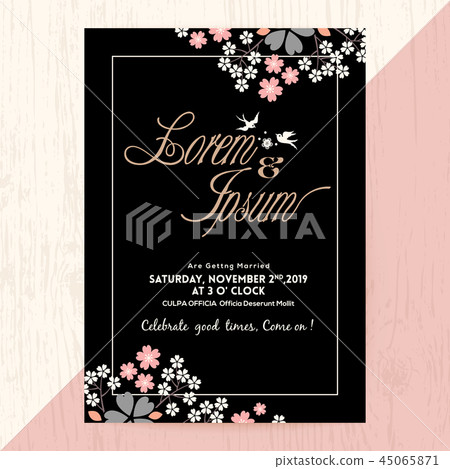 Black Wedding Invitation Card With Flora Stock Illustration