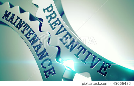 Preventive Maintenance - Mechanism of Metallic Cogwheels . 3D . Preventive Maintenance - Mechanism of Metallic Cogwheels . 3D . 45066483