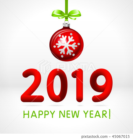red Christmas ball by 2019 happy New Year 45067015