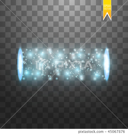 Magic fantasy portal. Futuristic teleport. Light effect. Blue candles rays of a night scene with 45067876