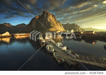 sunset - Reine, Lofoten islands, Norway 45067904