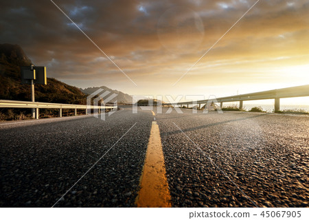 road by the sea, Lofoten island, Norway 45067905