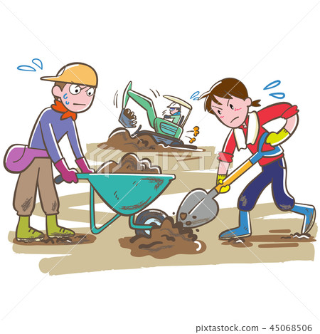 在沉積物清除工作中出汗的人誌願者 45068506