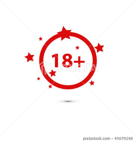 18 age warning stamp, Vector illustration. Flat design 45070198