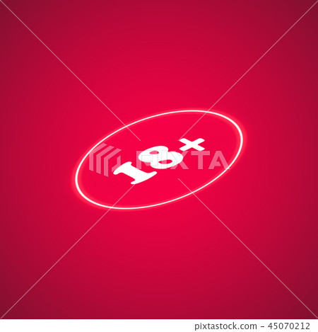 18 age warning stamp, Vector illustration. Flat design 45070212