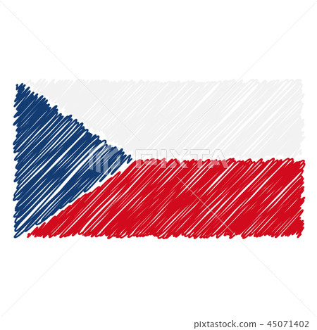Hand Drawn National Flag Of Czech Republic Isolated On A White Background. Vector Sketch Style Hand Drawn National Flag Of Czech Republic Isolated On A White Background. Vector Sketch Style 45071402