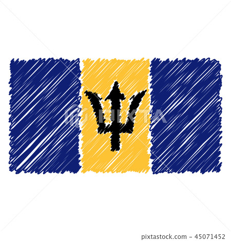 Hand Drawn National Flag Of Barbados Isolated On A White Background. Vector Sketch Style Hand Drawn National Flag Of Barbados Isolated On A White Background. Vector Sketch Style 45071452