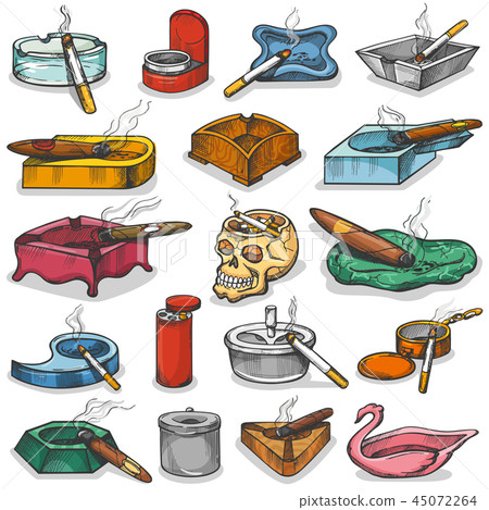 Ashtray vector ash-tray or ash-pot with smoking cigarette ashes illustration unhealthy smoke Ashtray vector ash-tray or ash-pot with smoking cigarette ashes illustration unhealthy smoke 45072264