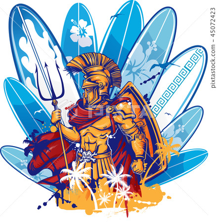 poseidon over surfboard elements poseidon over surfboard elements 45072423