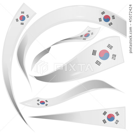 south korea flag set isolated on white background south korea flag set isolated on white background 45072424