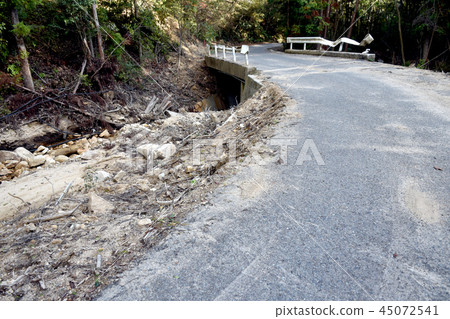 因洪水而下降的道路 45072541