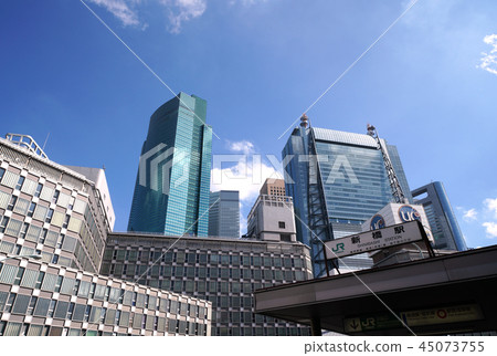 Tokyo cityscape in Japan I look at Shinbashi Station and skyscrapers Tokyo cityscape in Japan I look at Shinbashi Station and skyscrapers 45073755