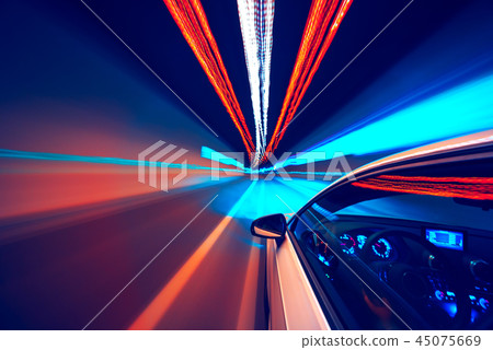 Abstract speed motion in tunnel, blurred motion. 45075669