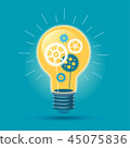 Light bulb of gears and cogs. Brainstorm and idea  45075836