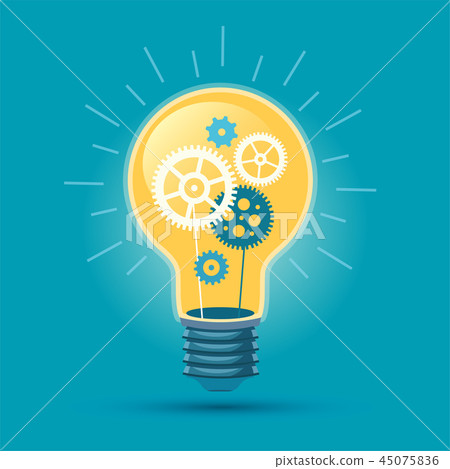 Light bulb of gears and cogs. Brainstorm and idea  45075836