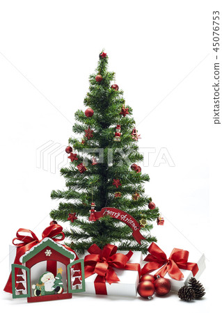 Christmas tree with red decorations Christmas tree with red decorations 45076753