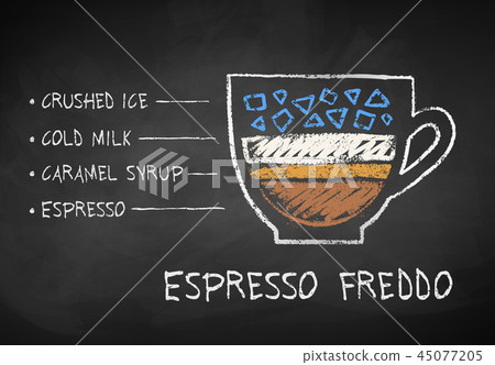 Vector chalk drawn sketch of Espresso Freddo Vector chalk drawn sketch of Espresso Freddo 45077205
