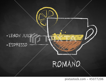 Vector chalk drawn sketch of coffee Romano Vector chalk drawn sketch of coffee Romano 45077206