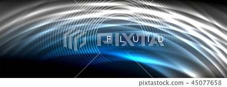 Neon glowing fluid wave lines, magic energy space light concept, abstract background wallpaper Neon glowing fluid wave lines, magic energy space light concept, abstract background wallpaper 45077658