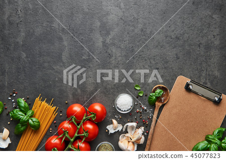 Food background for tasty Italian dishes 45077823