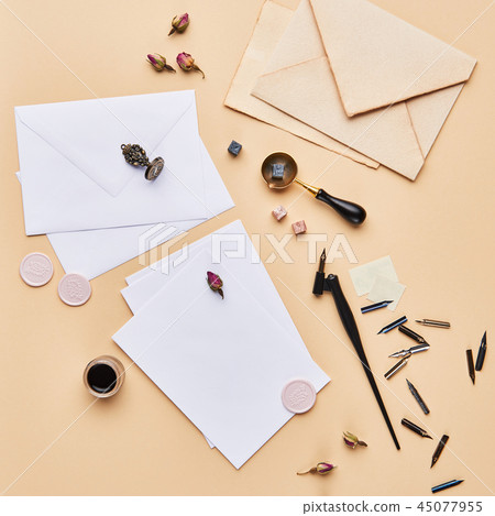 Feminine desk calligraphy workspace Feminine desk calligraphy workspace 45077955