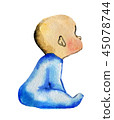 watercolor sketch of little baby isolated on white 45078744
