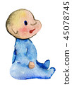 watercolor sketch of little baby isolated on white 45078745