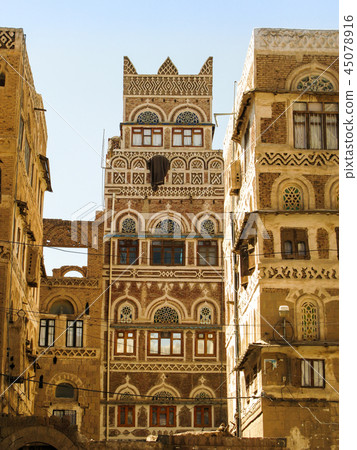 View Sanaa traditional houses and old city Yemen 45078916