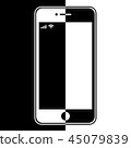 Graphic image of halves of smart phone. 45079839