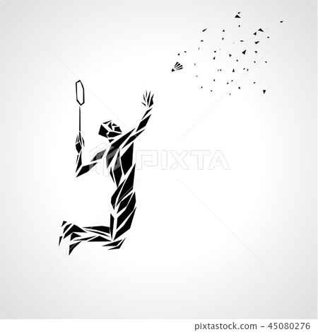 Geomertic polygonal silhouette of professional Badminton player 45080276