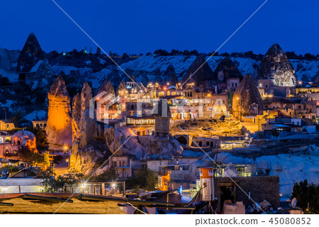 Beautiful night view of Goreme, Cappadocia, Turkey 45080852