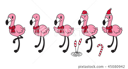flamingo vector set Christmas hat Santa Claus hat 45080942