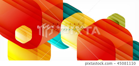 Glossy color hexagons modern composition background, shiny glass design Glossy color hexagons modern composition background, shiny glass design 45081110