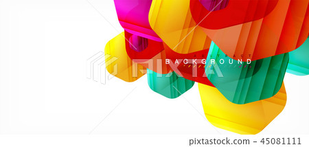Glossy color hexagons modern composition background, shiny glass design Glossy color hexagons modern composition background, shiny glass design 45081111