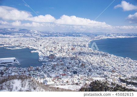 函館山大雪 照片素材 圖片 圖庫