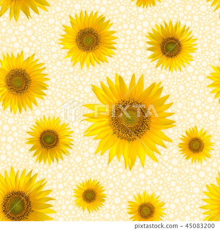 Seamless pattern with big bright sunflowers  45083200