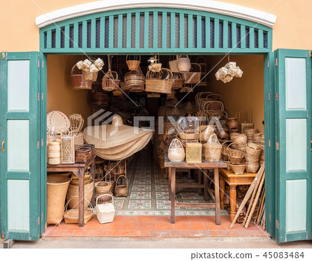 A view in front of an old shop in Thailand. A view in front of an old shop in Thailand. 45083484