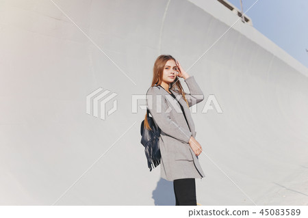 girl with backpack girl with backpack 45083589