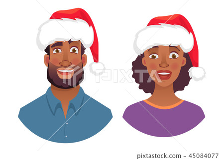portrait of african man and woman in hat 45084077
