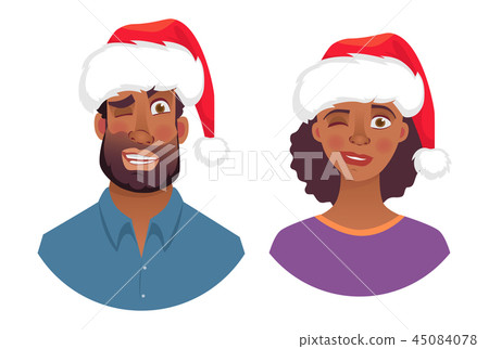 portrait of african man and woman in hat 45084078