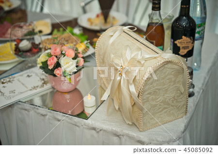 Decorated with cloth chest for gifts and money 45085092