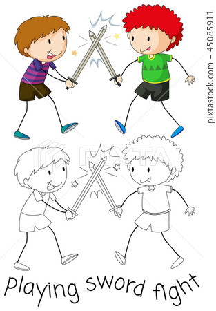 Boy playing sword fighting 45085911