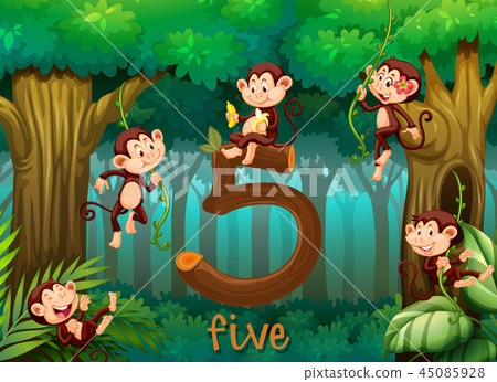 Five monkey in the jungle Five monkey in the jungle 45085928