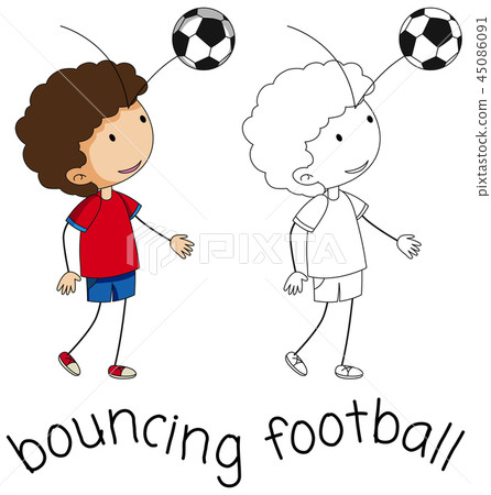 A doodle boy bouncing football A doodle boy bouncing football 45086091