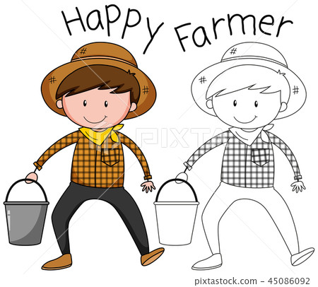 A happy farmer character A happy farmer character 45086092